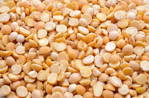 Split yellow peas macro close up Stock Photos