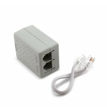 Splitter DSL (Digital Subscriber Line) and telephone patch cord isolated on a Stock Photos