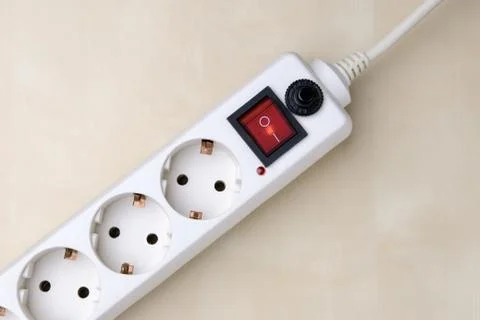 Splitter socket with red button, top view. Stock Photos