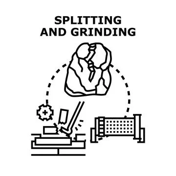 Splitting and grinding materials processing vector icon Stock Illustration