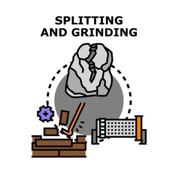Splitting and grinding materials processing vector icon Stock Illustration