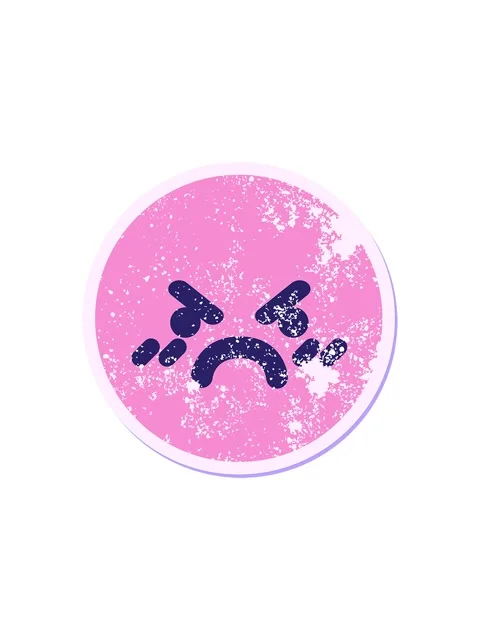 Splitting effect animation of angry mean face circular sticker Stock Footage 324317874