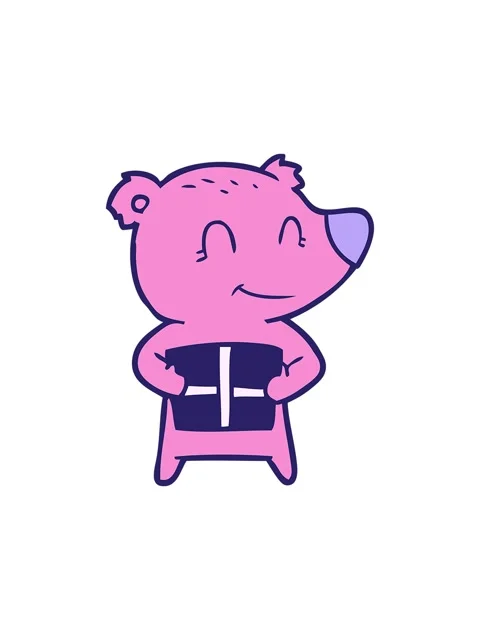 Splitting effect animation of bear character with present Stock Footage 324416716