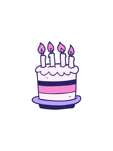 Splitting effect animation of birthday cake cartoon Stock Footage 324483617