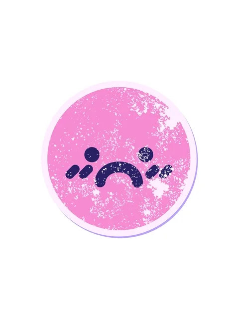 Splitting effect animation of blushing unhappy face circular sticker Stock Footage 324340920