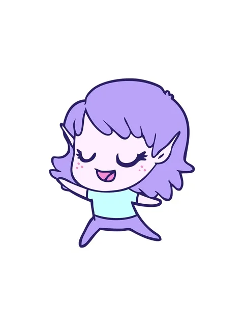 Splitting effect animation of carton happy elf girl dancing Stock Footage 324320888