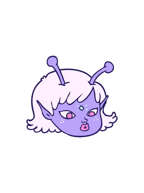 Splitting effect animation of cartoon alien space girl face Stock Footage 324138184