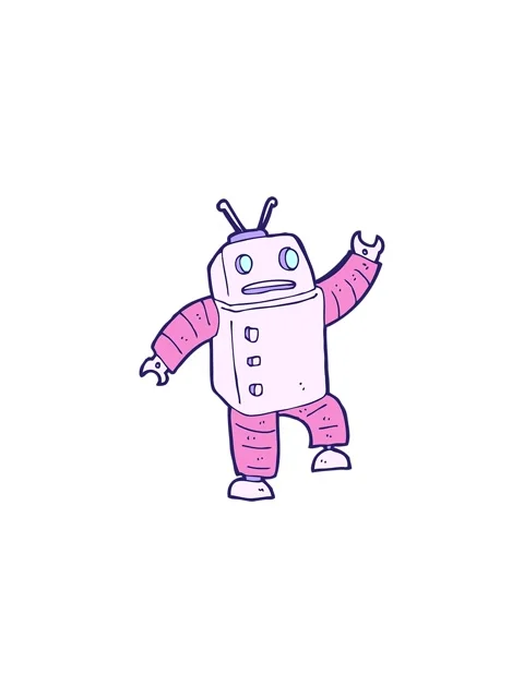 Splitting effect animation of a cartoon android doodle Stock Footage 324054202