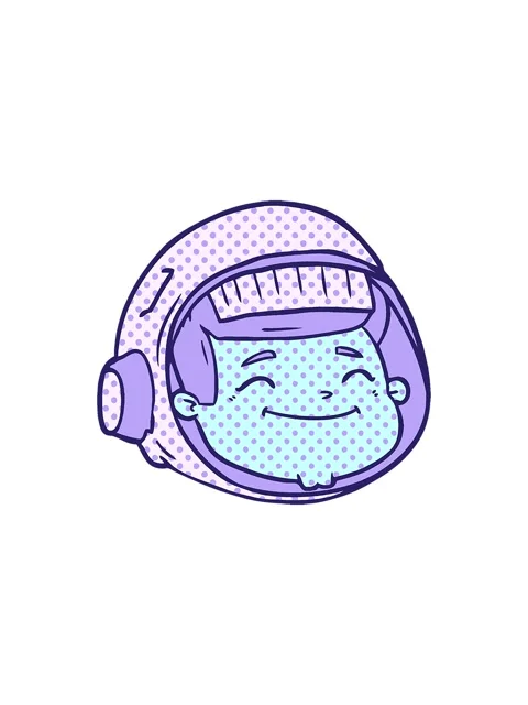 Splitting effect animation of cartoon astronaut face Stock Footage 324395152