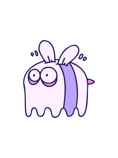 Splitting effect animation of cartoon of a bee dressed as a ghost for hallowe Stock Footage 324370395