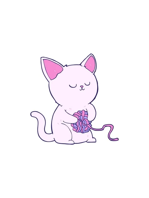 Splitting effect animation of cartoon cat playing with ball of yarn Stock Footage 324469017