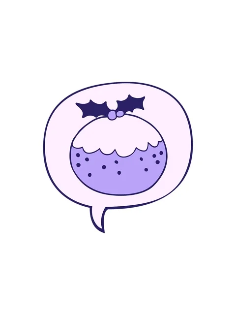 Splitting effect animation of cartoon christmas pudding with speech bubble Stock Footage 324305434