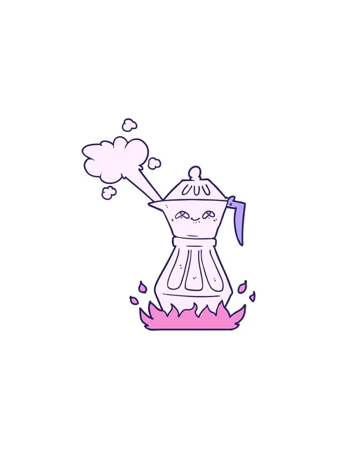 Splitting effect animation of cartoon coffee pot Stock Footage 324292368