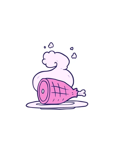 Splitting effect animation of cartoon cooked meat Stock Footage 324221445