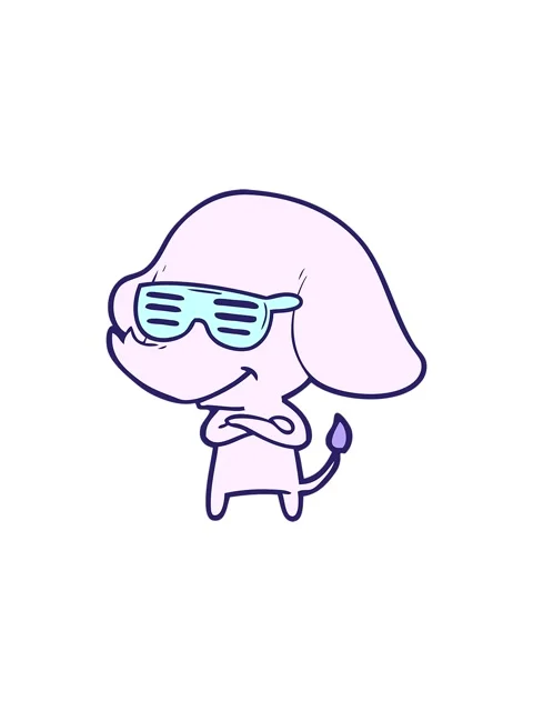 Splitting effect animation of cartoon cool smiling elephant with crossed arms Stock Footage 324116993