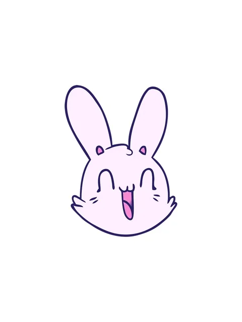 Splitting effect animation of cartoon crazy happy bunny face Stock Footage 324076246
