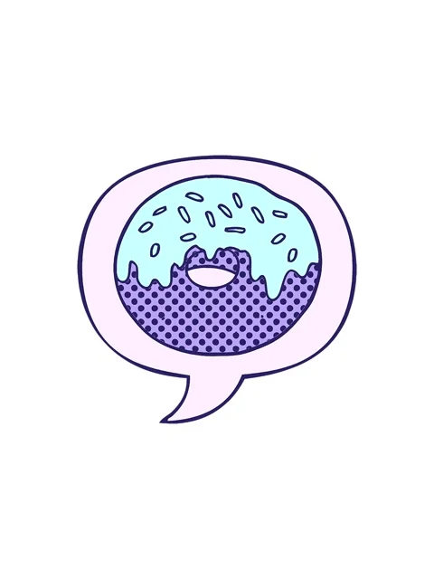 Splitting effect animation of cartoon donut with speech bubble in comic boo.. Stock Footage 324267280