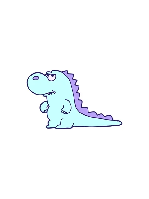 Splitting effect animation of cartoon doodle annoyed dinosaur Stock Footage 323600715