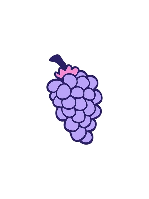 Splitting effect animation of a cartoon doodle bunch of grapes Stock Footage 324236872