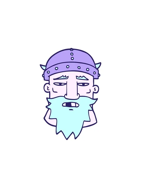 Splitting effect animation of cartoon doodle viking face Stock Footage 324246042