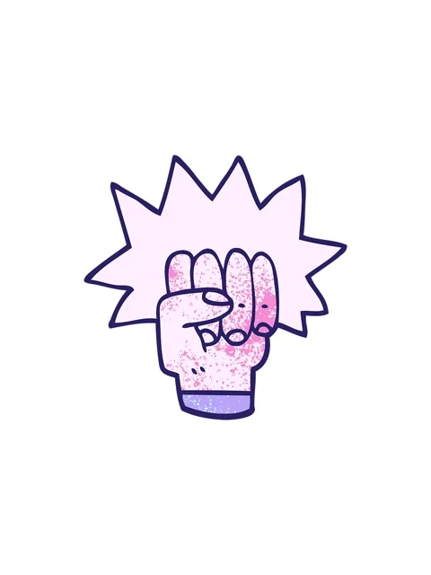Splitting effect animation of cartoon doodle punching fist Stock Footage 324339970