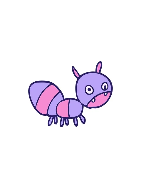 Splitting effect animation of cartoon doodle anxious ant Stock Footage 324346520