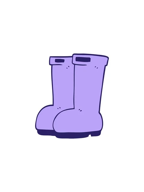 Splitting effect animation of cartoon doodle red wellies Stock Footage 324444988