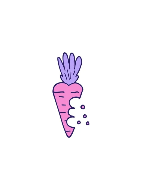 Splitting effect animation of cartoon doodle carrot with bite marks Video stock 324458094