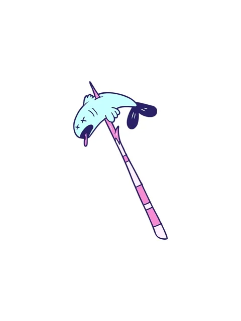 Splitting effect animation of cartoon fish speared Stock Footage 324140613