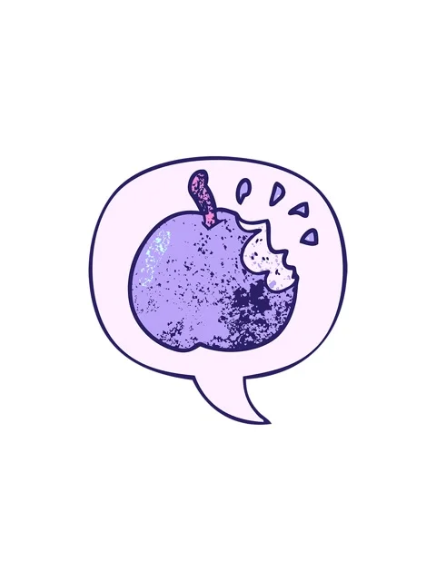 Splitting effect animation of cartoon fresh bitten apple with speech bubble.. Video stock 324357189