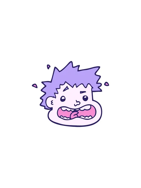 Splitting effect animation of cartoon frightened face Stock Footage 324443192