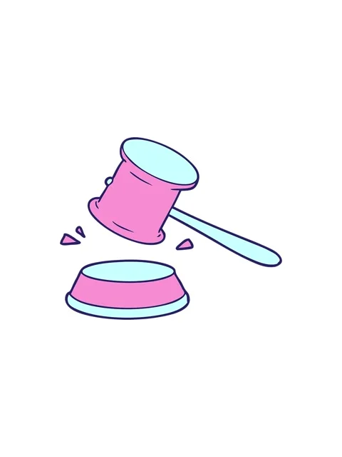 Splitting effect animation of cartoon gavel Stock Footage 324040522