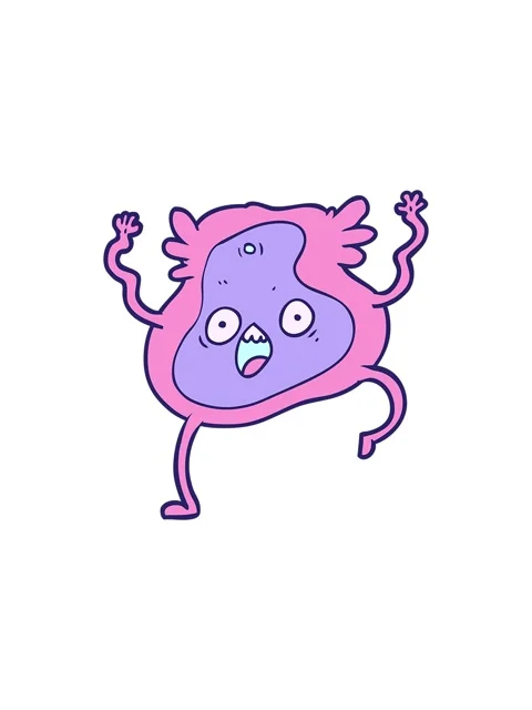 Splitting effect animation of a cartoon germ Stock Footage 324350436