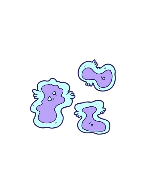 Splitting effect animation of cartoon germs Stock Footage 324407602