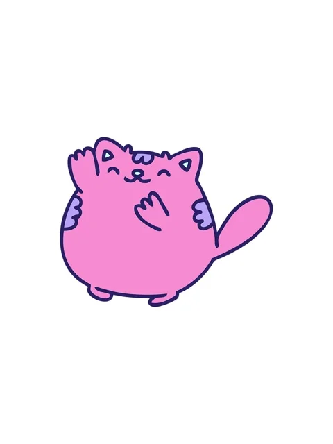 Splitting effect animation of cartoon of a happy cat waving Stock Footage 324354253