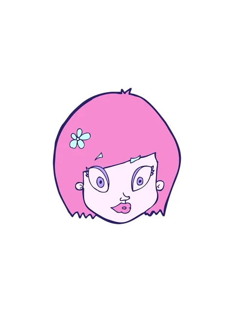 Splitting effect animation of cartoon happy female face Stock Footage 324454173
