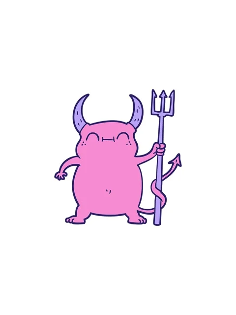 Splitting effect animation of cartoon little devil design Stock Footage 324236230