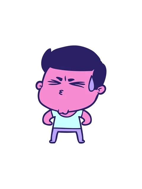 Splitting effect animation of cartoon man sweating Stock Footage 324227371