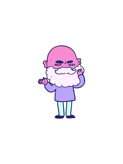 Splitting effect animation of cartoon man with beard frowning Stock Footage 324360926