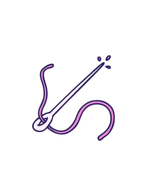 Splitting effect animation of cartoon of a needle and thread Video stock 324454169