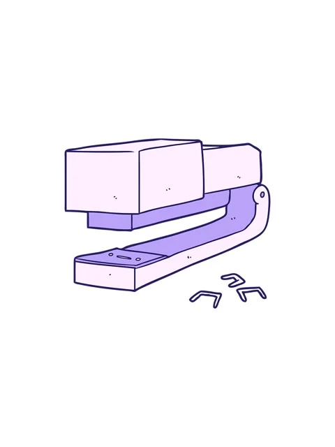 Splitting effect animation of cartoon office stapler Video stock 324428242