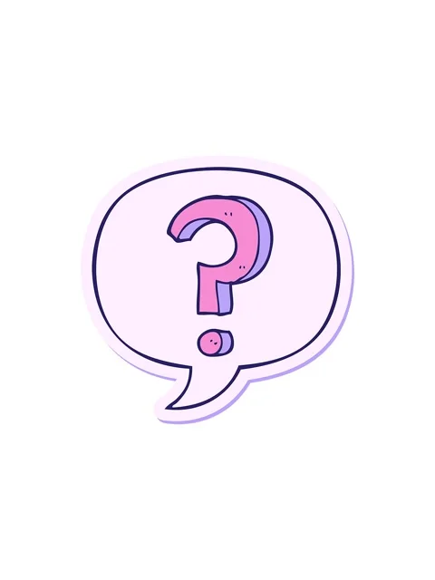 Splitting effect animation of cartoon question mark with speech bubble sticke Stock Footage 324230667