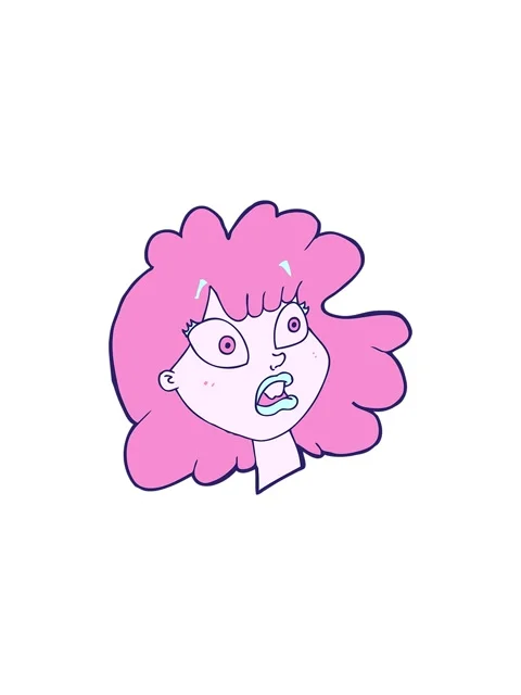 Splitting effect animation of cartoon shocked female face Stock Footage 324475330