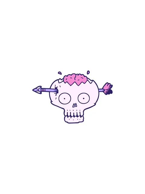 Splitting effect animation of cartoon skull with arrow through brain doodle 動画素材 324394798