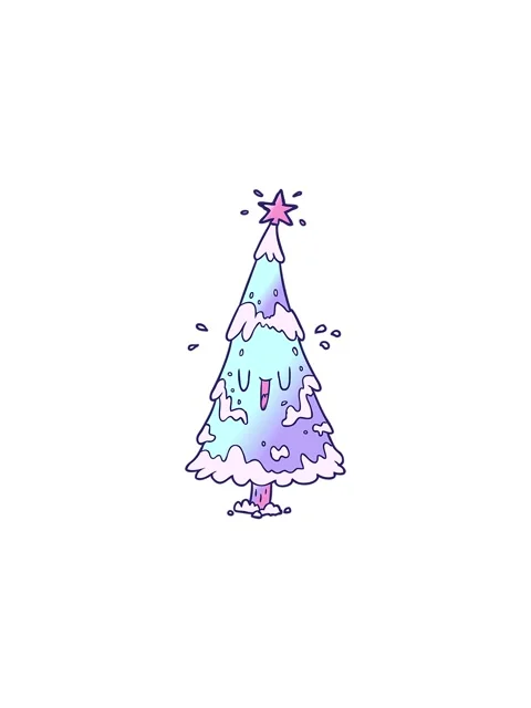 Splitting effect animation of cartoon snowy christmas tree with happy face Stock Footage 324386343