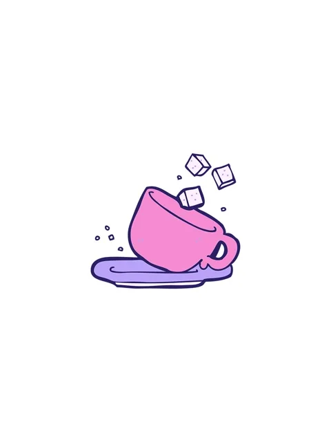 Splitting effect animation of cartoon sugarlumps and cup Stock Footage 324177170