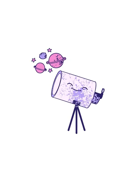Splitting effect animation of cartoon telescope with face Stock Footage 324399225