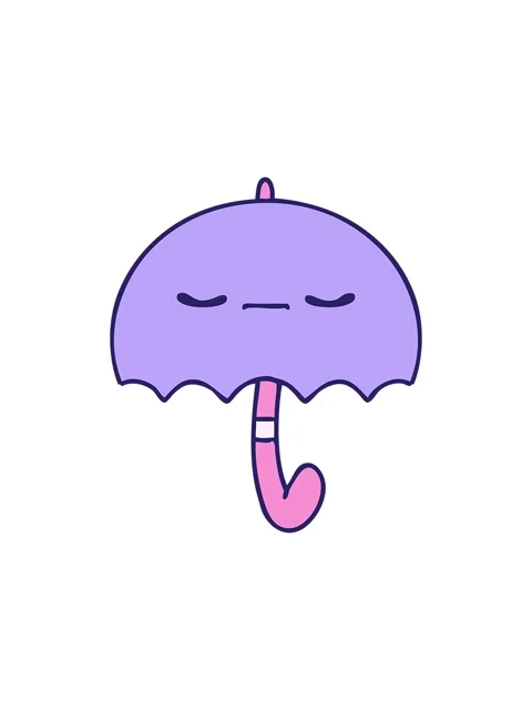 Splitting effect animation of cartoon of a traditional umbrella with face Stock Footage 324194420