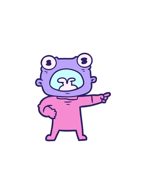 Splitting effect animation of cartoon weird alien shouting Stock Footage 324049252