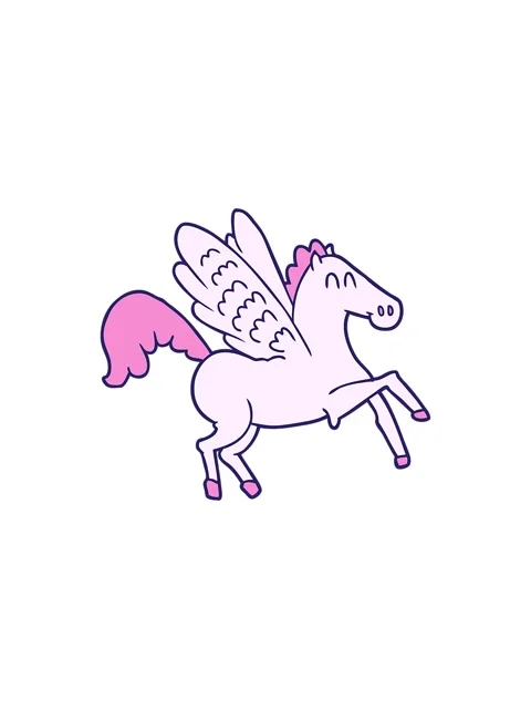 Splitting effect animation of cartoon winged horse Stock Footage 324254795